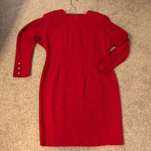 ELLEN TRACY VINTAGE 100% WOOL RED DRESS